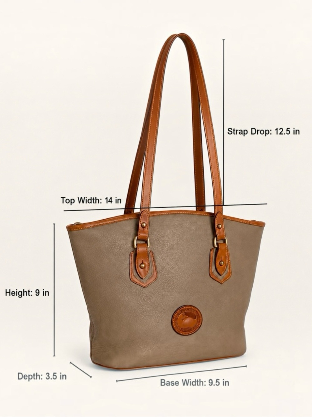 Dooney & Bourke Vintage AWL Small Stephanie Leather Shoulder Tote Taupe R138 - Picture 6 of 16